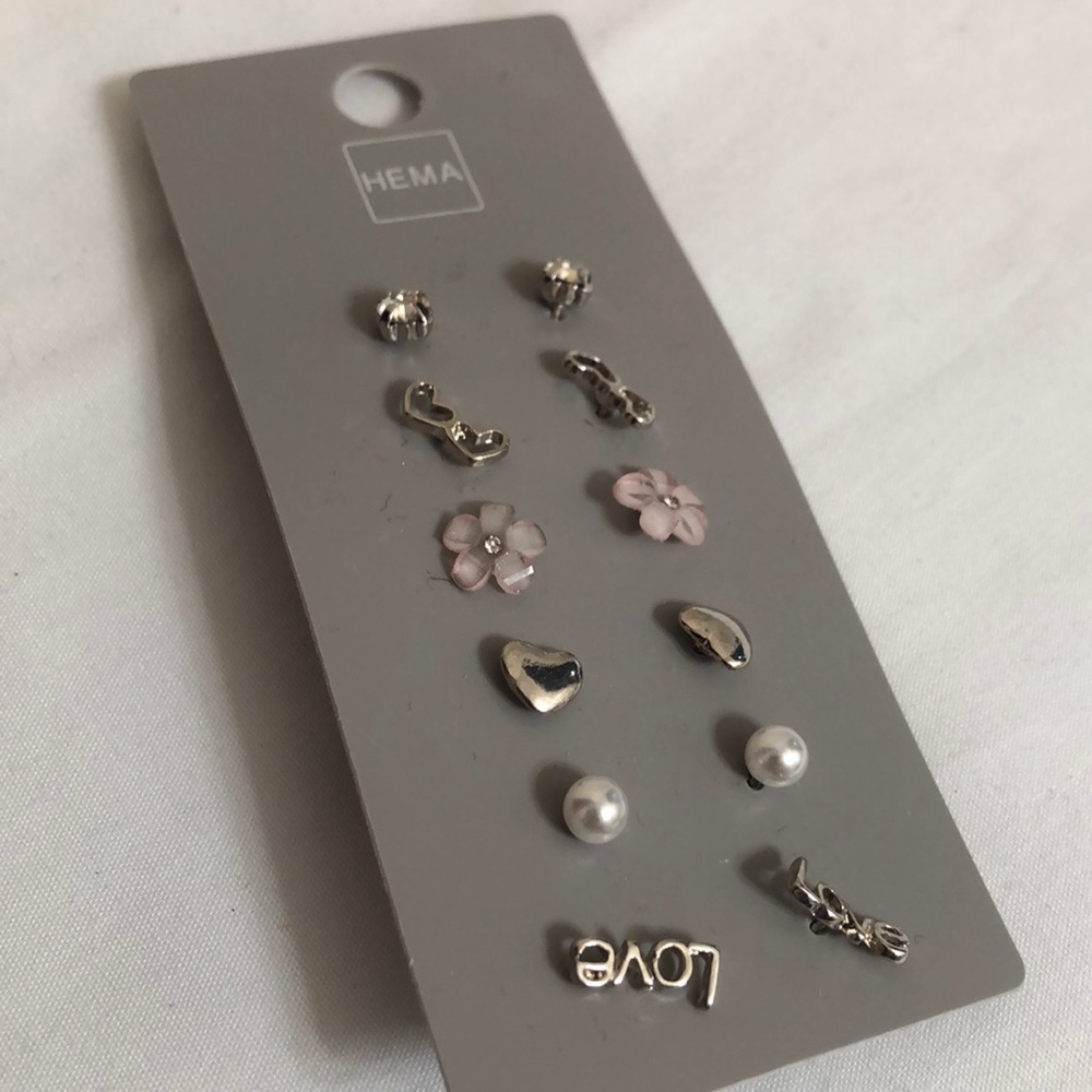 Hem Love, Heart & Floral Set of Six Earrings Set